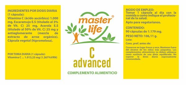 C ADVANCED MASTER LIFE vitamina C bioflavonoides antocianidinas Dra Lorite