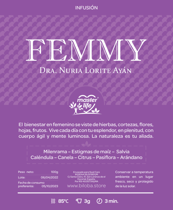 FEMMY infusion mujer Master Life Nuria Lorite.