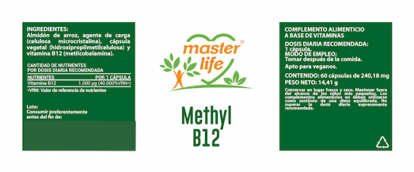 Methyl B12 Activa, vegan Master Life Nuria Lorite.