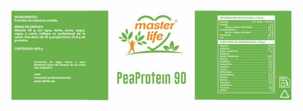 PeaProtein 90 600g.Master Life label